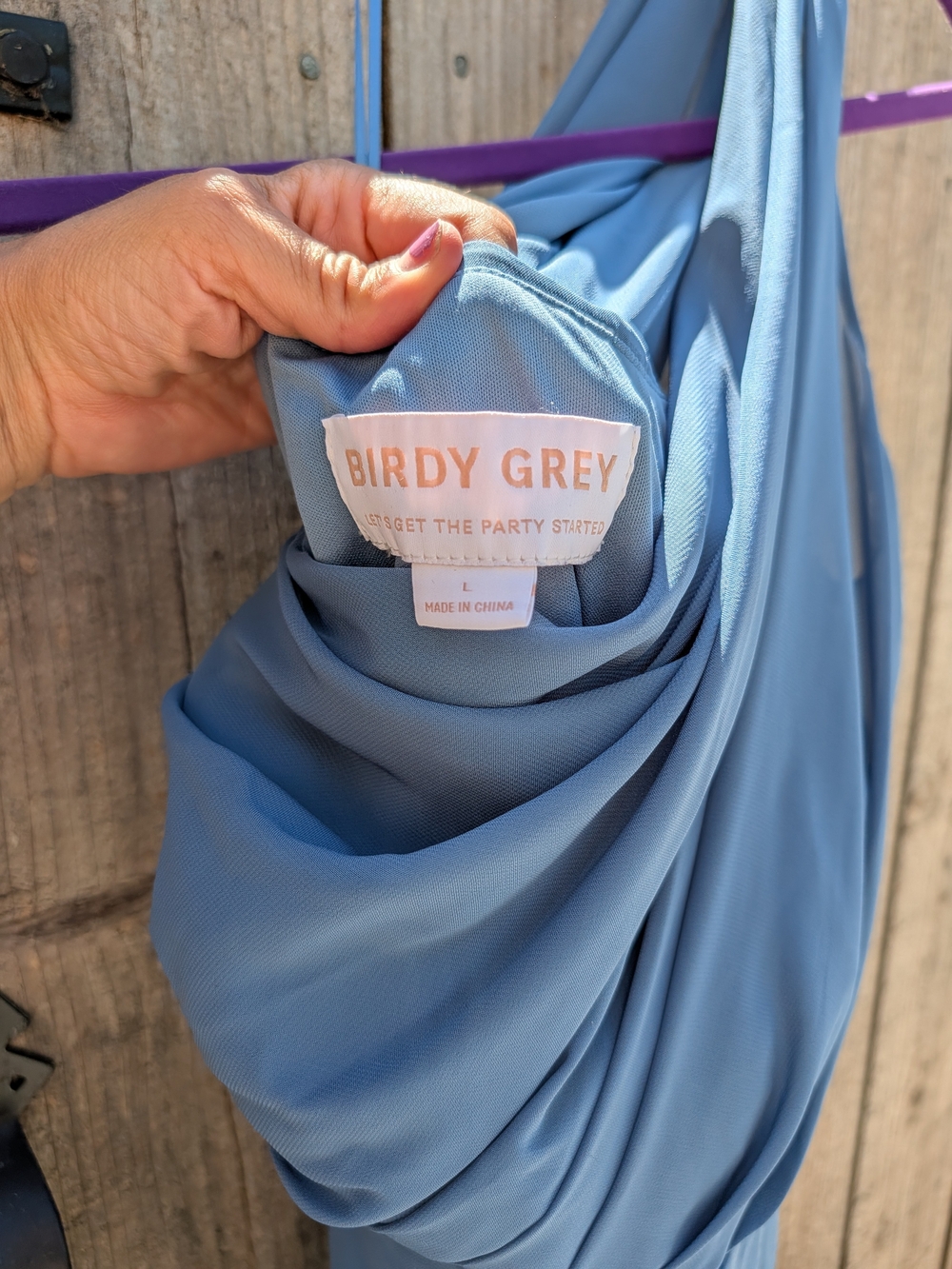 Birdy Grey Women’s Dusty Blue Satin 1 Shoulder Dress